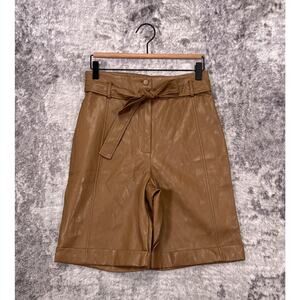 New Anthropologie Shorts Small Womens Current Air Brown Vegan Leather Bermuda